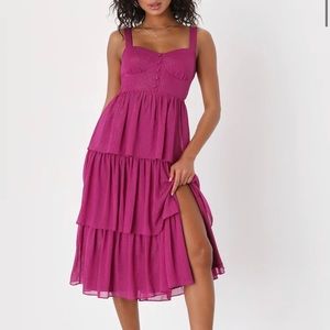 Size Large pink lulu’s Wedding Guest Dress.